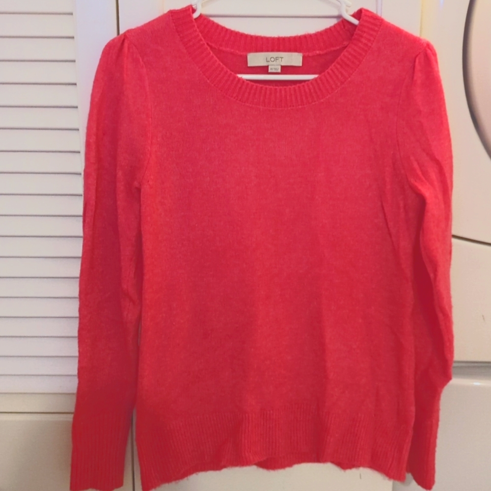 Loft XS bright pink crewneck sweater